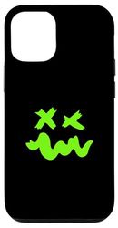 Visage Grunge Vert Sourire Ondulé Graphique Vert Coque pour iPhone 12/12 Pro