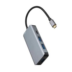 glowster Hub USB-C avec 3 Ports USB 3.0, 2 Ports USB-C, Power Delivery 100 W, Gris, 15 cm, idéal pour connecter Plusieurs appareils et Charge Rapide.