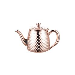 Café Olé SDT-018CU Sandringham Teapot, 18oz (500ml) Copper Plated 18/10 Stainless Steel with Hammered Finish