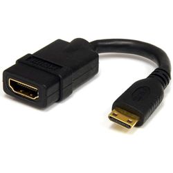 StarTech.com Adaptador de 12,5 cm Mini HDMI para HDMI - HDMI de alta velocidade 4K - conversor 4K 30 Hz Ultra HD - HDMI 1,4 - conectores banhados a ouro, mini HDMI UHD 4K - preto (HDACFM5IN)