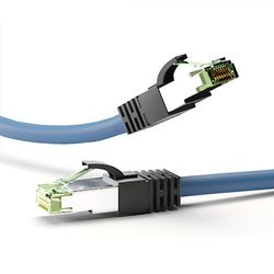 Goobay RJ45 Network Connection Cable CAT 8.1 S/FTP 10 m Blue Halogen with Latch Protection Gold