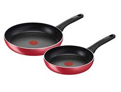 Lagostina Cucina Mediterranea Set di Padelle Antiaderenti in Alluminio Ø 24/28 cm, 2 Pezzi, Batteria Pentole Induzione, Gas e Forno, Indicatore Cottura Thermo-Signal, Manici Ergonomici in Bakelite