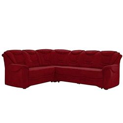 CAVADORE Bansa Sofá esquinero con núcleo de muelles, sofá Acolchado en diseño clásico, Incluye función de Cama, 265 x 94 x 215 cm, Microfibra, Color Rojo Oscuro