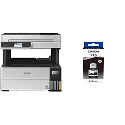 Epson EcoTank ET 5150 | Impresora Alto Rendimiento WiFi A4 Multifunción | Impresión Doble Cara Automática + C13T06B140 Tinta Negra 127 ml 7500 Lados EcoTank Botella 5800 pigmentado, Talla única