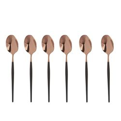 Set of 6 Luxury Black and Pink Gold Spoons