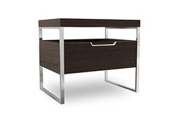 Vant Wooden Night Stand - Walnut Brown Silver, 20cm H