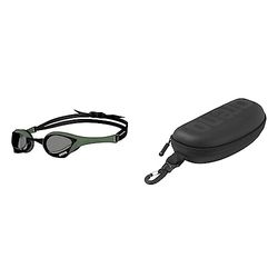 ARENA Cobra Ultra Swipe, Mascherina Unisex-Adulto, Fumo-Esercito-Nero, Taglia Unica & Astuccio per Occhialini da Nuoto, Custodia Occhialini, Astuccio Rigido, Goggle Case, Colore Nero