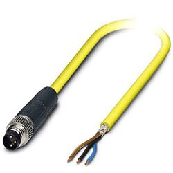 PHOENIX CONTACT SAC-3P-M8MS/2.0-542 SH BK Sensor/Actuator Cable, 3 Pin, Shielded, 2 m Cable Length, 73,000 g, Yellow