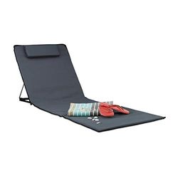 Relaxdays Sdraio Mare XXL 195x60 cm, Lettino Prendisole Imbottito con Cuscino, Stuoia da Spiaggia Pieghevole, Antracite