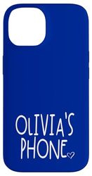 Olivia's Phone Olivia Nom personnalisé Blanc Bleu Coque pour iPhone 14