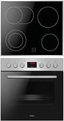 Amica ACHE 9335 E - Juego de cocina con recirculación/horno con placa de cocción y marco de acero inoxidable/temporizador/limpieza de vapor de agua