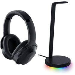 Razer Barracuda Pro + Base Station V2 Chroma - Casque de Jeu sans Fil, ANC Hybride, micros antibruit et Support de Casque Compatible Chroma avec hub USB et Son Surround 7.1