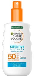 Garnier Solskyddsspray med SPF 50+, vattentät och restfri spray för känslig hud, Ambre Solaire Sensitive Expert +, 1 x 150 ml