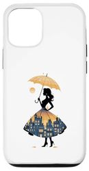 City Night Silhouette With Umbrella Case for iPhone 12/12 Pro