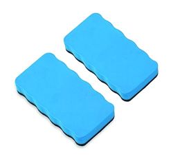 PARENCE.- Set di 2 spugne magnetiche per lavagna bianca/spazzole per la pulizia a secco o a umido della tavola - 2 pezzi, lavagna magnetica, bianca e nera, 11x5,7x2,2 cm - Colore blu