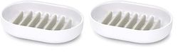 Joseph Joseph Duo Quick-drain Soap Dish holder with removable drying rack, White (Pack of 2)