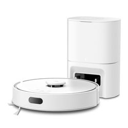 Tapo Aspirateur Robot Laveur 2 en 1 RV30Max Plus White Vidage Automatique, Silencieux et Fin, Ultra puissante de 5300Pa, Navigation LiDAR, Auto-Charge Autonomie 150min, Tapis et Poils d'animaux