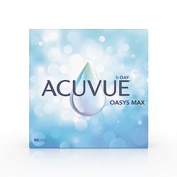 Acuvue Oasys Max 1-Day Lentes diarias con tecnología TearStable y filtro de luz OptiBlue, +6.50 dpt, diámetro 14.3 mm, 90 unidades, adición, curva base 8.5 mm, 6.5 dioptría