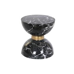MESITA AUXILIAR HIERRO 33X33X35 SIMIL MARMOL NEGRO