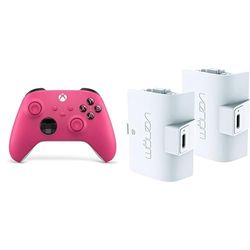Xbox Wireless Controller – Deep Pink Series X|S, One, and Windows Devices+Venom Controller Rechargeable Battery Twin Pack - White Series X & S One