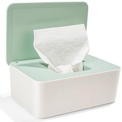 Caja para Toallitas Húmedas, Toallitas Dispensador de Bebé, Dispensador de Toallitas de Almacenamiento con Tapa, Caja de Pañuelos Húmedos Bebe para Hogar, (Verde) 18.5 X 12.2 X 7CM