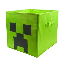 HOX Kids Minecraft Creeper Collapsible Storage Boxes with Handles Durable Fabric Foldable Storage Cubes|Compatible Ikea Kallax Furniture | Perfect For Organising Kids Room & Playroom