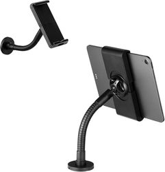 Durable Tough Gooseneck Tablet Holder, Can be Table or Wall Mounted, for Tablets 7, 13 inch, 360 Degree Rotatable and Easy to Install, Optimal for POS Systems, Black