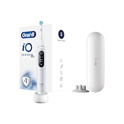 Oral-B iO 6S White Brosse à dents électrique, 1 brosse à dents électrique, 1 étui de voyage