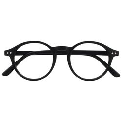 OPULIZE REY Occhiali da Lettura - Montatura Rotonda Retro - Nero Opaco - Uomo Donna - Cerniere a Molla - R56-1 - +1.50