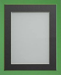 Frame Company Jellybean Range Green Wooden 16x12 inch Picture Photo Frame with Grey Mount for Image 12x8 inch * Choice of Colours & Sizes* Fitted with Perspex