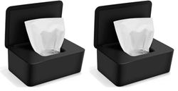 Boîte de Lingettes Humides Noir, Cheerhom Distributeur de Lingettes Humides pour Bébé, Boîte pour Papier Toilette Humide, Boîte de Lingettes Humides avec Couvercle (Lot de 2)