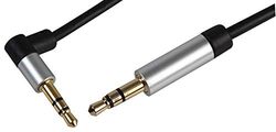Pro Signal PSG3235-7.5M Slim 3.5mm Stereo Jack Plug to 90 Degree Jack Plug Lead with Aluminium Head shells, 7.5m Black