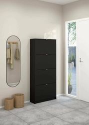 Dmora - Scarpiera Natalie, Mobile portascarpe, Armadio da ingresso multiuso, Mobiletto per calzature, 70x24 h162 cm, Nero