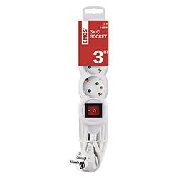 Emos extensão Schuko 3 tomadas macho 3 m com interruptor, 1 peça, p1323r