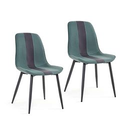 Meerveil Eetkamerstoelen, set van 2, stoffen gestoffeerde zitting met metalen poten, modern stikontwerp voor eetkamer, woonkamer, receptie, 48 x b62 x h85 cm, meer blauw