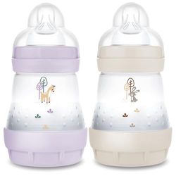MAM Biberon Easy Start/Anti-Colique - 160ml - Lilas + Sable - Tétine Débit 1 - X2