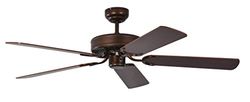 Potkuri, plafondventilator zonder verlichting, behuizing antiek brons, omkeerbare vleugels mahonie of mahonie met rotaninzet, 132 cm, voor ruimtes tot 25 m²