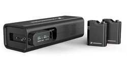 Sennheiser Profiel Wireless 2,4 GHz twee-kanaals draadloos systeem met microfoon en handmicrofoon, met ontvanger, twee clip-microfoons, multifunctionele oplaadcase en draagtas