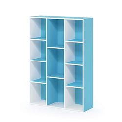 Furinno 11 Cube Bibliothèque Réversible Ouverte, Clair, Bleu Blanc, One Size