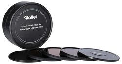 Rollei Premium lens, grijs, filterset bestaande uit: 1 x ND 8, ND 64 en ND 1000 filters van Gorilla glas met aluminium ring voor langdurige belichting met aluminium beschermdeksel. 67 mm.