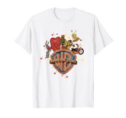 WB 100: Looney Tunes WB Shield Full Color Logo Bugs Bunny Camiseta