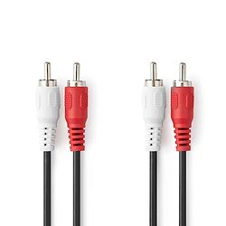 NEDIS Stereo-audiokabel | 2x RCA stekker | 2x RCA stekker | vernikkeld | 1,50 m | rond | zwart | plastic zak