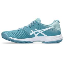 ASICS Dam Solution Swift FF Clay Tennisskor Golvsko Röd Petroleumfärgad - Vit, Gris Blue White, 37.5 EU