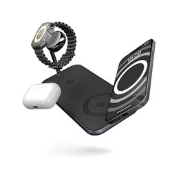 Zens Dual+Watch Wireless Charger, 10W Wireless Charging Station per iPhone/Apple Watch e Dispositivi Qi, Adattatore da 24 W Incluso (EU/UK/US) Con Cavo da 1,5 m Integrato, Nero