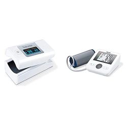 Beurer PO35 Pulse Oximeter, Determination of Heart Rate & BM27 Upper Arm Blood Pressure Monitor Medical Device XL Upper-Arm Cuff (22-42 cm)