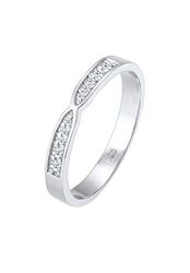 Elli DIAMONDS Ring Dames Band Ring Briljant met Diamant (0.09 ct.) in 925 Sterling Zilver