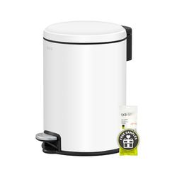 EKO Serene Step Bin, 3L Round Small Bin with Removable Inner Liner for Bedroom & Bathroom, Pedal Bin for Rubbish and Waste, White