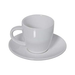 DRW Lot de 6 Tasses à café avec Soucoupe en Porcelaine et boîte Cadeau Blanc Tasse : 90 CC