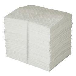 SPC® by Brady Feuilles Absorbantes pour Huiles – Lot de 100 Feuilles Blanches, Légères, 1 Couche, Technologie MAXX, Hydrophobes et Haute Absorption, 40 cm x 50 cm