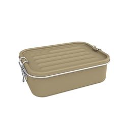 Sigg Gemstone Box Caramel Sand Lunchbox, Stainless Steel Lunch Box with Leak-Proof Silicone Rim, Divided Lunch Box for Lunch and Leftovers